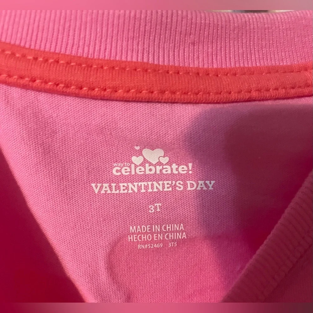 Way To Celebrate Toddler Girls Valentine’s Day Pink Top & Tutu Skirt‎ Set 3T